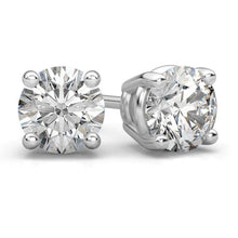 3.5 Carats Round Real Solitaire Diamond Stud Earring Solid White Gold 14K