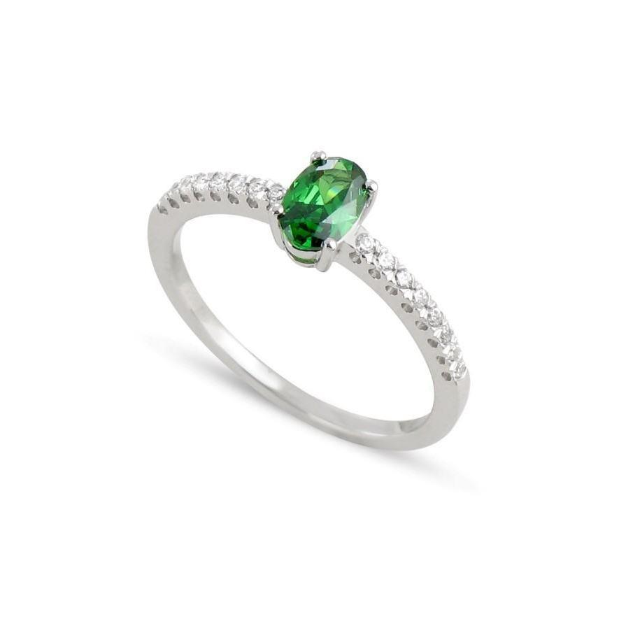 3.5 Ct Green Emerald And Natural Earth Mined Diamond Wedding Ring