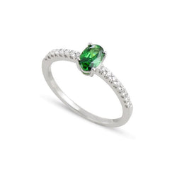 3.5 Ct Green Emerald And Diamond Wedding Ring