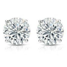 3.5 Ct Solitaire Round Cut Genuine Diamond Stud Earring Pair White Gold 14K