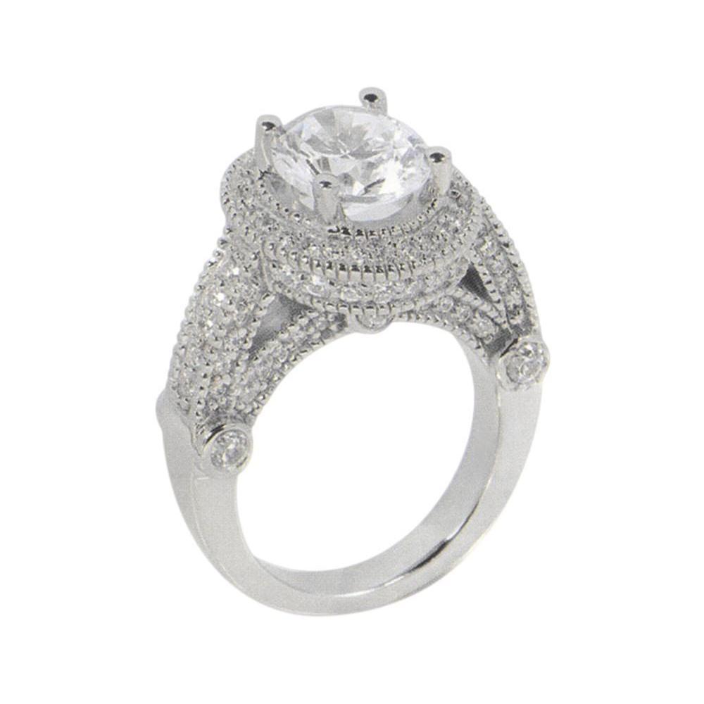 3.50 Carat Real Diamond Engagement Ring Luxurious Antique White Gold 14K
