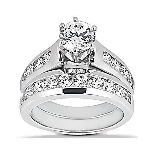 3.50 Carats Engagement Ring Set Sparkling Real Diamonds