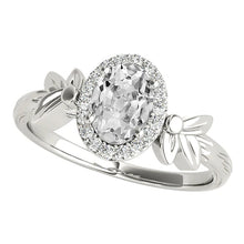 3.50 Carats Halo Oval Old European Real Diamond Ring Leaf Style Gold