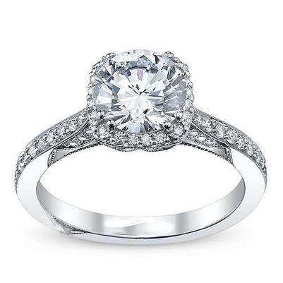 3.50 Carats Halo Real Diamond Wedding Ring White Gold
