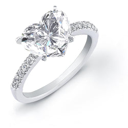 3.50 Carats Heart & Round Genuine Diamond Wedding Ring Jewelry New
