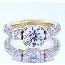 3.50 Carats Natural Diamond Round Engagement Ring Yellow 