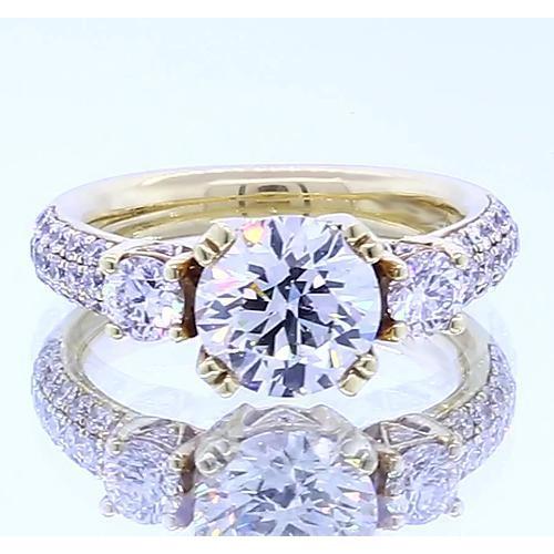 3.50 Carats Natural Diamond Round Engagement Ring Yellow 