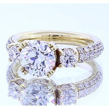 3.50 Carats Natural Diamond  Ring Yellow Gold 14K