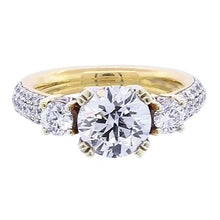 3.50 Carats Natural Diamond Round Engagement Ring Yellow Gold 14K