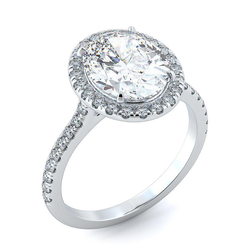 3.50 Carats Natural Oval & Round Diamond Engagement Halo Ring2