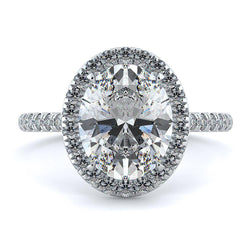 3.50 Carats Natural Oval & Round Diamond Engagement Halo Ring