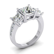 3.50 Carats Princess Cut Diamond 3 Stone Engagement Ring New