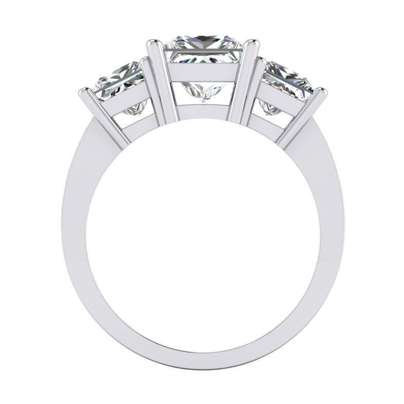 3.50 Carats Princess Cut Diamond 3 Stone Engagement Ring New