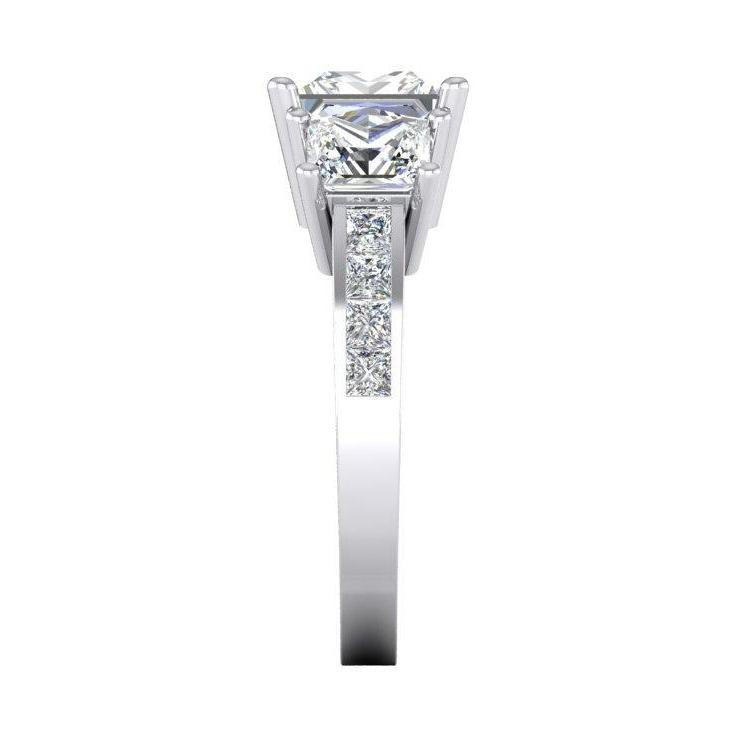 3.50 Carats Princess Cut Diamond 3 Stone Engagement Ring New