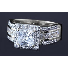 3.50 Carats Princess Cut Real Diamond Ring White Gold 14K