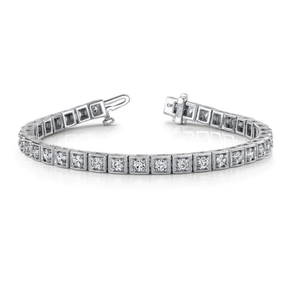 3.50 Carats Real Diamond Tennis Bracelet Gold White 14K