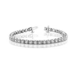 3.50 Carats Real Diamond Tennis Bracelet Gold White 14K