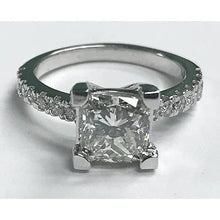 3.50 Carats Real Princess Cut Diamond Ring With Accents White Gold 14K