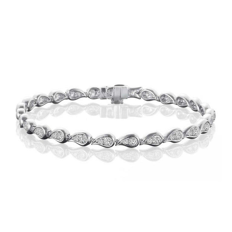 3.50 Carats Round Cut Genuine Diamonds Ladies Bracelet White Gold 14K