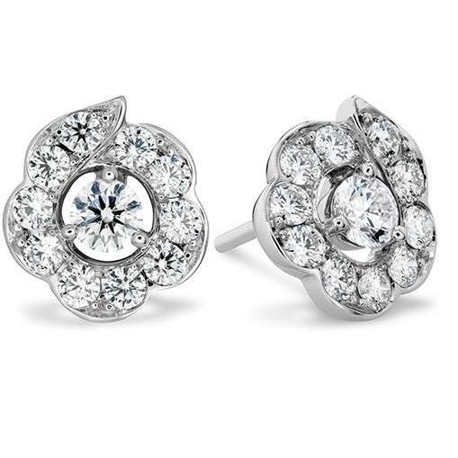 3.50 Carats Sparkling Round Real Diamond Halo Lady Stud Earrings