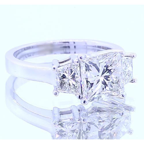 3.50 Carats Three Stone Princess Real Diamond Engagement Ring New