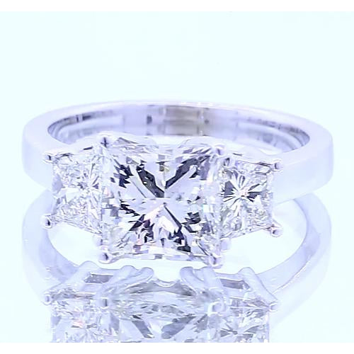3.50 Carats Three Stone Princess Real Diamond Engagement Ring New