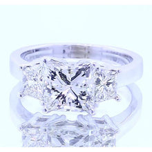 3.50 Carats Three Stone Princess Real Diamond Engagement Ring New