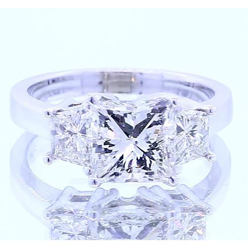 3.50 Carats Three Stone Princess Real Diamond Engagement Ring New