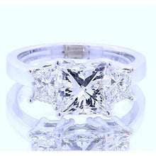 3.50 Carats Three Stone Princess Real Diamond Engagement Ring New
