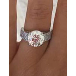 3.50 Carats White Gold 14K Round Real Diamond Engagement Ring