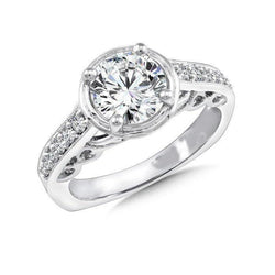 3.50 Carats White Gold Sparkling Round Cut Natural Diamond Engagement Ring