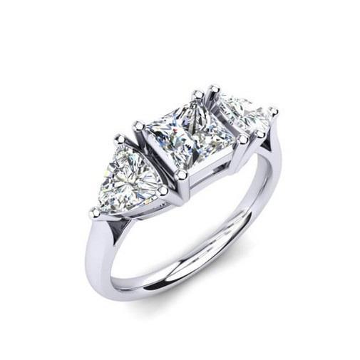 3.50 Ct 3 Stone Princess And Trillion Cut Real Diamonds Ring White Gold
