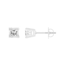 3.50 Ct Princess Cut Natural Diamond Stud Earring 14K White Gold