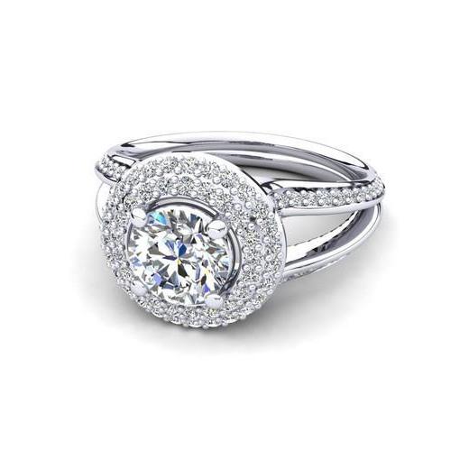 3.50 Ct Real Round Diamond Wedding Halo Ring