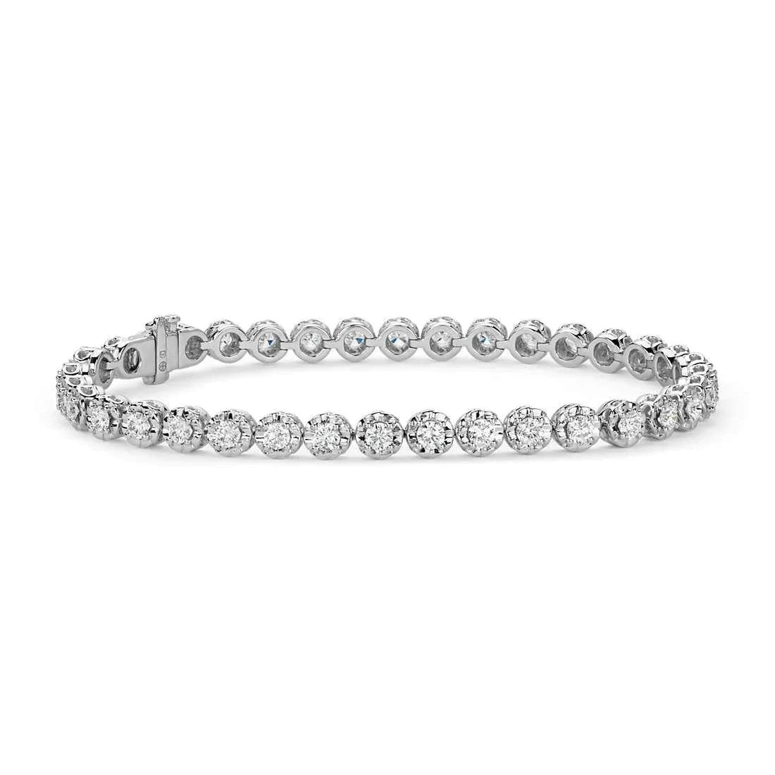 3.50 Ct Round Brilliant Cut Genuine Diamond Bracelet Diamond Cut Mounting