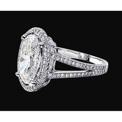 3.50 Ct. Oval 2 Row Genuine Diamond Royal Engagement Ring
