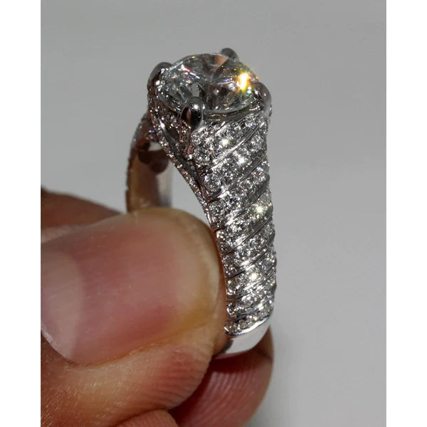 3.50 Ct. Real Diamond Engagement Ring Micro Pave Gold Ring