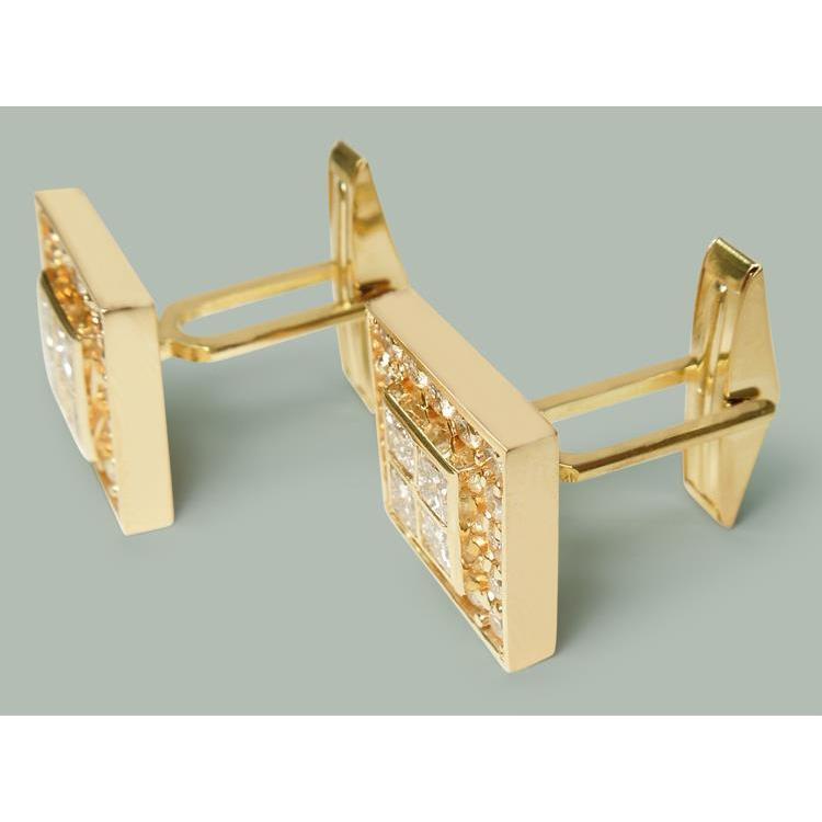 3.50 Ct. Yellow Gold Natural Diamond Men's Cufflinks