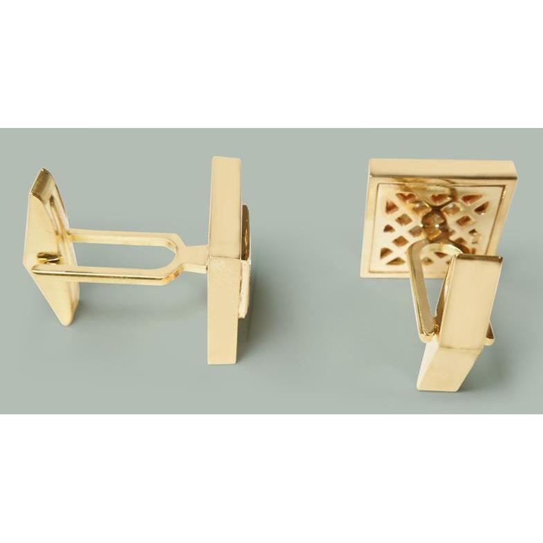 3.50 Ct. Yellow 14K Natural Diamond Men's Cufflinks