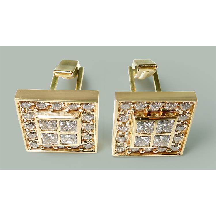 Yellow Gold 14K Natural Diamond Men's Cufflinks