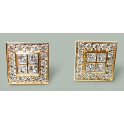 3.50 Ct. Yellow Gold 14K Natural Diamond Men's Cufflinks