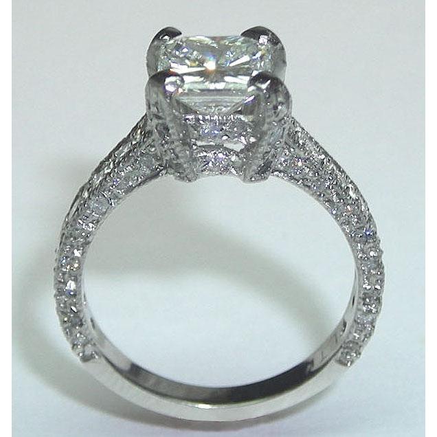 3.50 Cts  Genuine Diamond Engagement Ring White Gold 14K