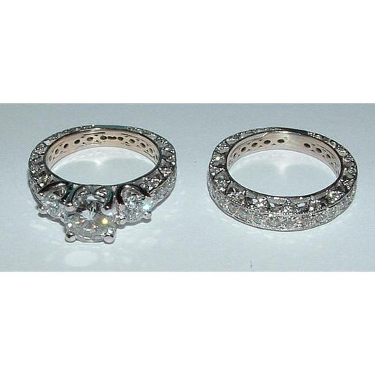 3.51 Carat Sparkling Genuine Diamond Engagement Ring Set White Gold