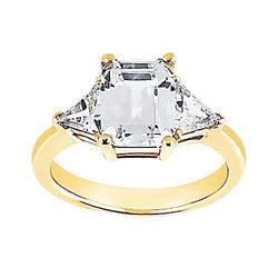 3.51 Ct. Big Genuine Diamonds Yellow Gold Emerald Cut Three Stone Ring New