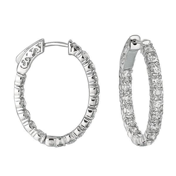 3.57 Carat Real Diamonds Oval Shape Hoop Earring 10 Pointer Diamond WG