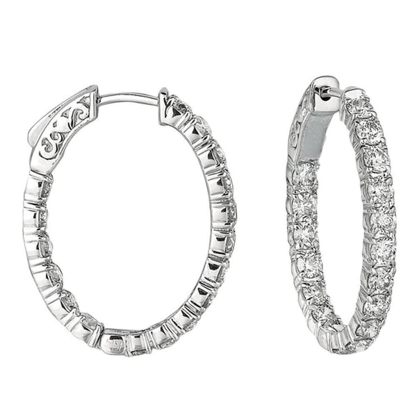 3.57 Carat Real Diamonds Oval Shape Hoop Earring 10 Pointer Diamond WG
