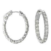 3.57 Carat Real Diamonds Oval Shape Hoop Earring 10 Pointer Diamond WG
