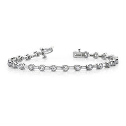 3.60 Carat Stylish Half Bezel Set Natural Diamond Tennis Bracelet Gold 14K