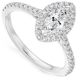 3.60 Carats Marquise And Round Real Diamond Halo Ring