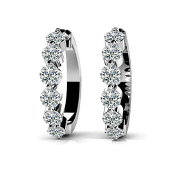 3.60 Carats Sparkling Real Round Diamonds Hoop Earrings White Gold 14K